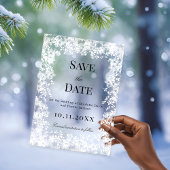 Snowflakes winter clear wedding Save the Date card アクリル招待状