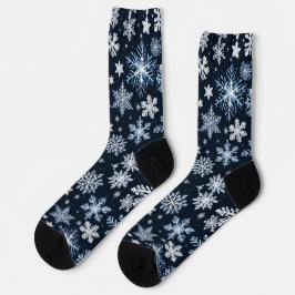 Snowflakes Winter Design Blue Cold Cute ソックス