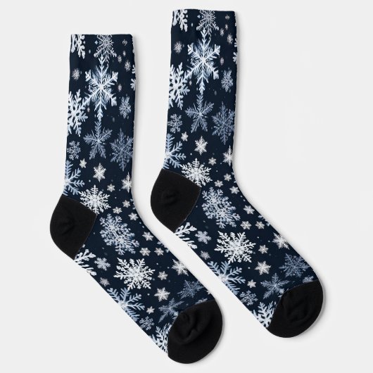 Snowflakes Winter Design Blue Cold Cute ソックス (右)