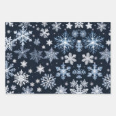 Snowflakes Winter Design Blue Cold Cute ラッピングペーパーシート (正面3)