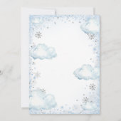 Snowflakes Winter We Are On Cloud Nine Baby Shower 招待状 (裏面)