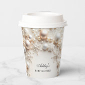 Snowflakes Winter Wonderland Baby Shower 紙コップ (裏面)
