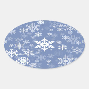 Snowflaksグラフィックカラー背景 楕円形シール