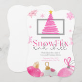SnowFlix and Chill Christmas Movie Invitation 招待状 (正面/裏面)