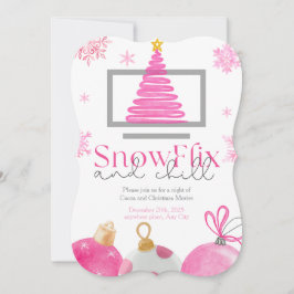 SnowFlix and Chill Christmas Movie Invitation 招待状