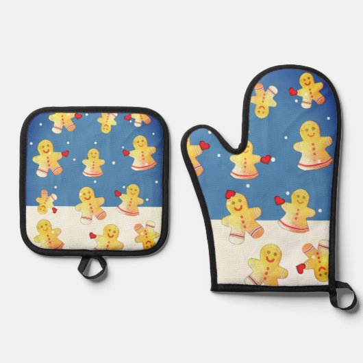 Snowing Gingerbread  鍋つかみ&鍋敷きセット (正面)