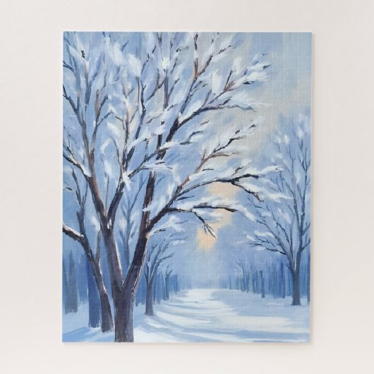Snowkissed Forest | Winter Watercolor Painting ジグソーパズル (縦)