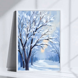 Snowkissed Forest | Winter Watercolor Painting ポスター