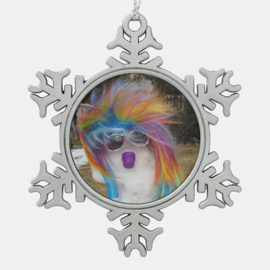 Snowladyの雪片のピューターのオーナメント スノーフレークピューターオーナメント (正面)