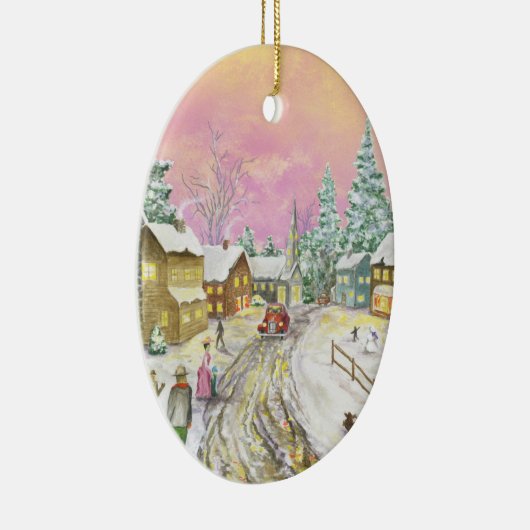 Snowlandの旧式のクリスマス セラミックオーナメント (右)