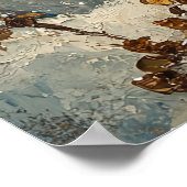 Snowman and a Cardinal Oil Painting ポスター (角)