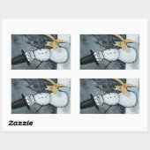 Snowman and dog 長方形シール (シート)