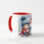 Snowman and Friends Kids Christmas Mug  マグカップ (正面左)