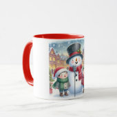 Snowman and Friends Kids Christmas Mug マグカップ (正面左)