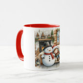 Snowman and Friends Kids Christmas Mug マグカップ (正面左)