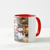 Snowman and Friends Kids Christmas Mug マグカップ (正面右)
