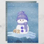 Snowman and Sleeping Bunnies Scrapbook Paper (正面/裏面)
