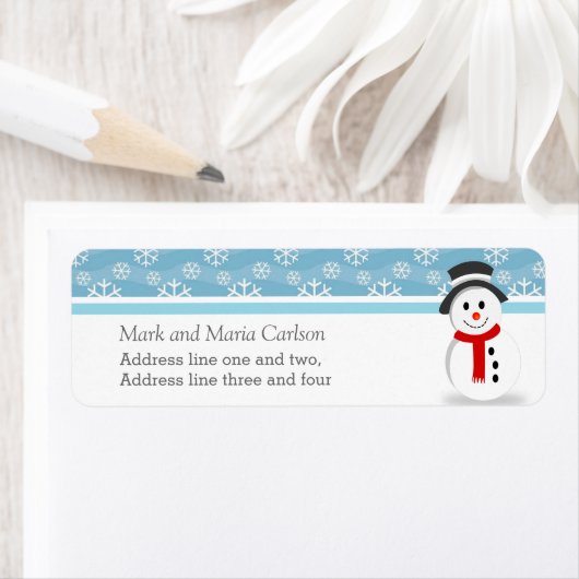 Snowman and Snowflakes Custom Christmas ラベル (インサイチュ)