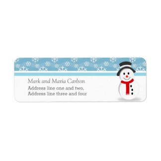 Snowman and Snowflakes Custom Christmas ラベル