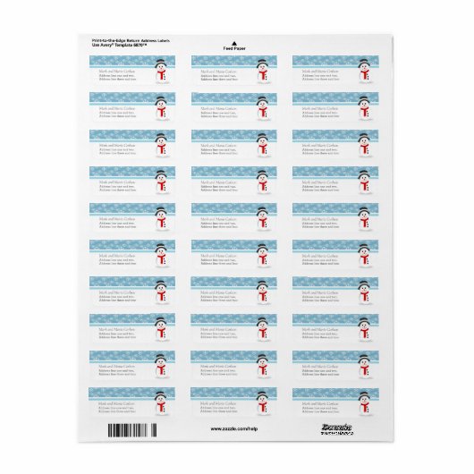 Snowman and Snowflakes Custom Christmas ラベル (フルシート)