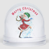 Snowman and Woman Dancers Christmas Snow Globe (正面)