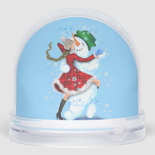Snowman and Woman Dancers Christmas Snow Globe (裏面)
