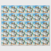 Snowman at the beach during Christmas holiday  ラッピングペーパー (フラット)