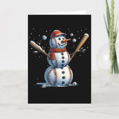 Snowman Baseball Christmas Winter  カード (正面)