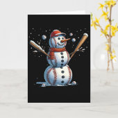 Snowman Baseball Christmas Winter  カード (黄色い花)