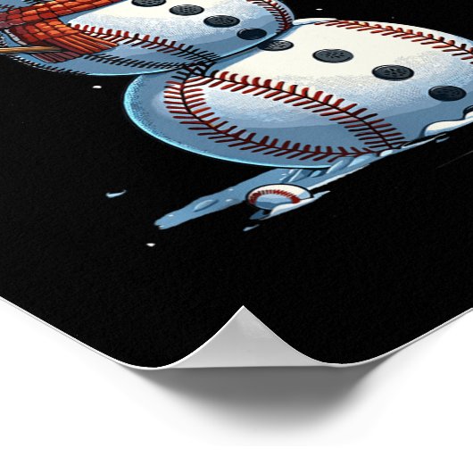 Snowman Baseball Christmas Winter  ポスター (角)