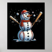 Snowman Baseball Christmas Winter  ポスター (正面)