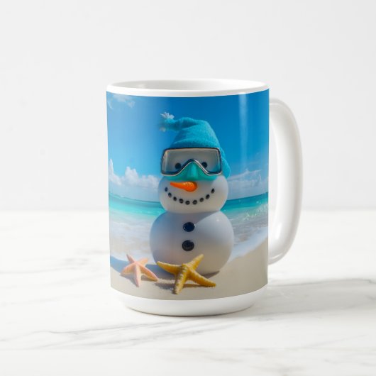 Snowman Beach Vacation コーヒーマグカップ (正面右)