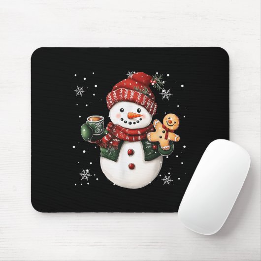 Snowman Beanie Coffee Latte Ginggerbread Merry Chr マウスパッド (マウス)