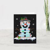Snowman Book Stack Librarian Book Lover Christmas  カード (正面)
