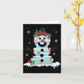 Snowman Book Stack Librarian Book Lover Christmas カード (黄色い花)