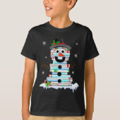 Snowman Book Stack Librarian Book Lover Christmas  Tシャツ (正面)