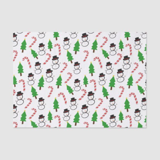 Snowman Candy Cane Christmas Tree 薄葉紙 (正面)
