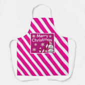 snowman Candy Cane Stripe Merry Christmas エプロン (正面)