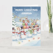 Snowman Candy Parade Kids Christmas Card シーズンカード (正面)