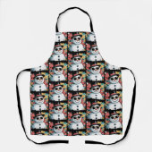 Snowman Christmas Brushstroke Splatter Cool Winter エプロン (正面)