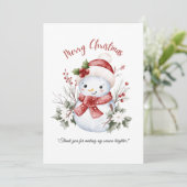 Snowman Christmas Flat Thank You Card サンキューカード (スタンド正面)