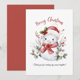 Snowman Christmas Flat Thank You Card サンキューカード