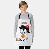 Snowman Christmas Fun Novelty Cartoon エプロン (着用した状態)