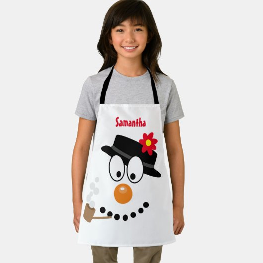 Snowman Christmas Fun Novelty Cartoon エプロン (インサイチュ)
