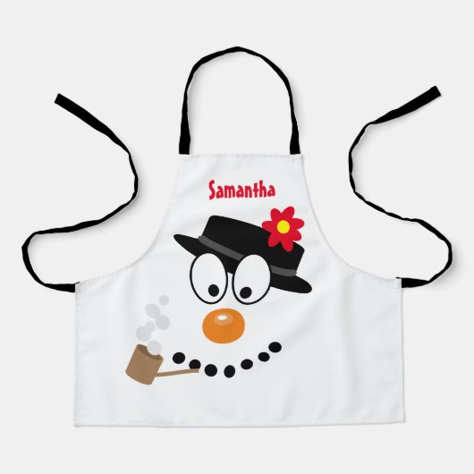 Snowman Christmas Fun Novelty Cartoon エプロン (正面)