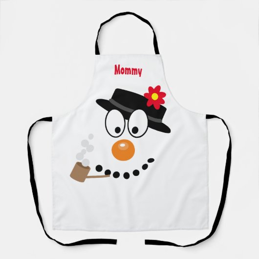 Snowman Christmas Fun Novelty Cartoon エプロン (正面)