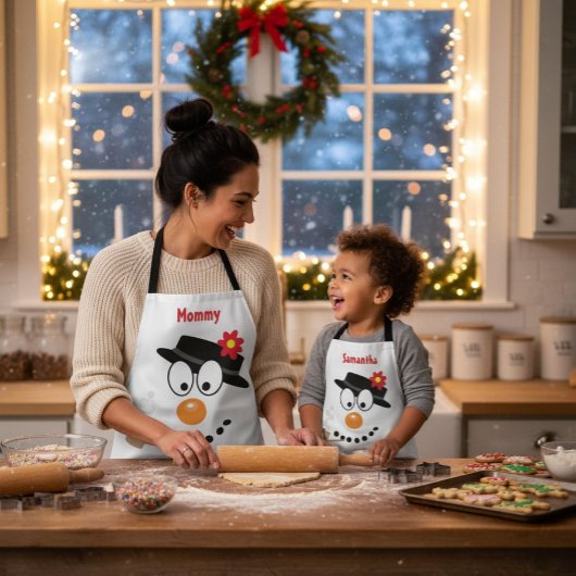 Snowman Christmas Fun Novelty Cartoon エプロン