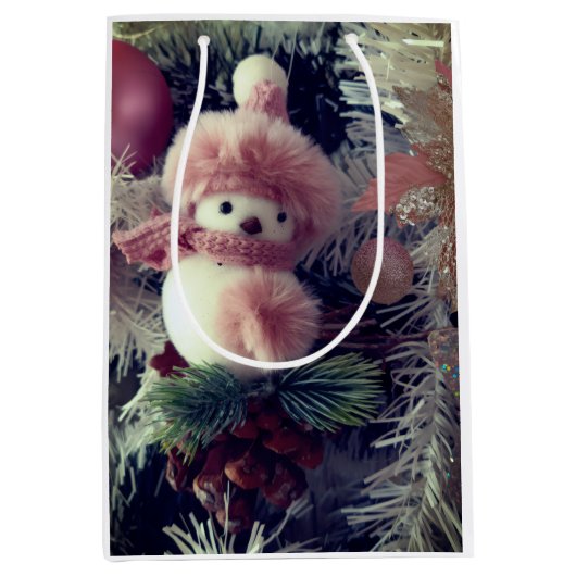 Snowman Christmas Gift Bag ミディアムペーパーバッグ (正面)