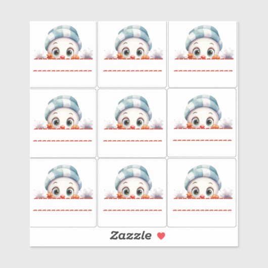 Snowman Christmas Gift Label stickers  シール (シート)