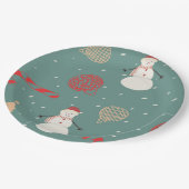 Snowman & Christmas Icons Pattern- Playful Holiday ペーパープレート (アングル)